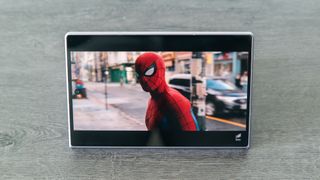 Spider-Man trailer on the Galaxy Z Fold 8 external display