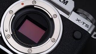 Fujifilm X-T5: close-up of lens mount and sensor