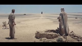 The 'Mirage Scene' from Lawrence of Arabia. Sherif Ali rides through the hazy desert towards Lawrence and Tafas