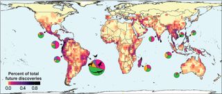 A map of where undiscovered species are likely to be.