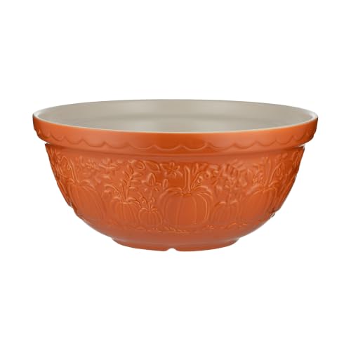 Mason Cash Harvest Pumpkin Mixing Bowl 4 Litre | Embossed Earthenware Baking Bowl Size 12 | Autumn Kitchen Prep Bowl for Dough, Cake Mix &amp;amp; Pastry | Dishwasher Safe