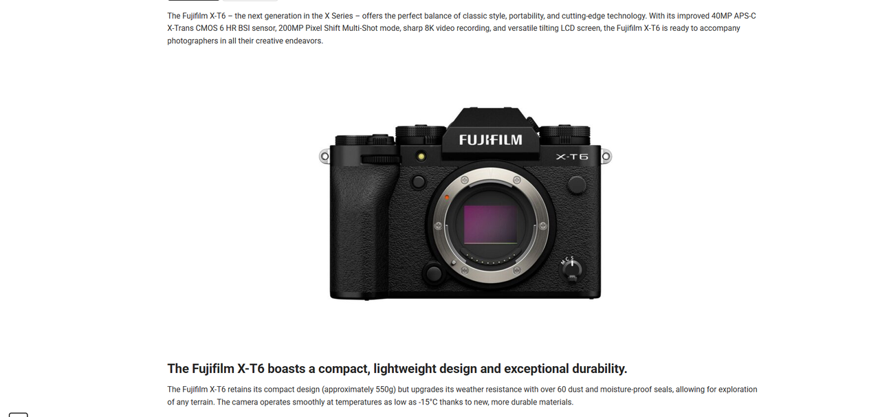 Fujfilm X-T6 leaked on a Vietnamese retail site