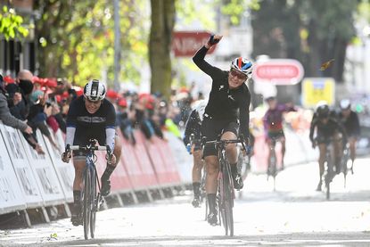 Amy Pieters (SDWorx) wins stage two of the AJ Bell Women's Tour in Walsall, W Mids