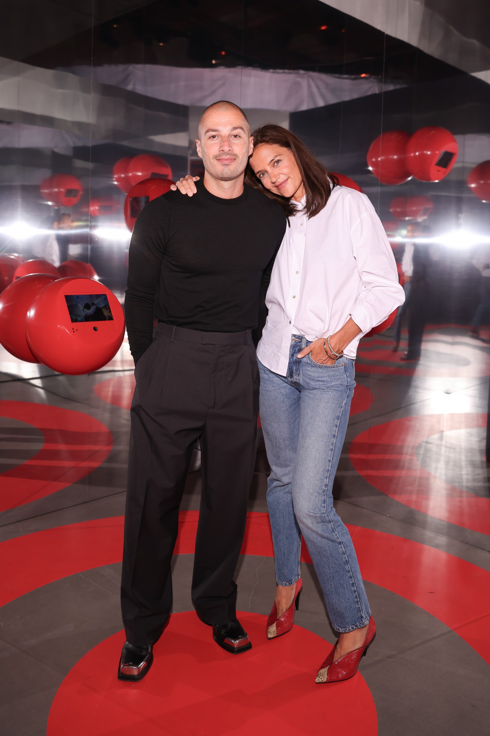 Katie Holmes switched into a button-down and jeans for a Target New York Fashion Week party