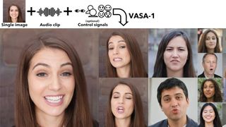 A promotional image for Microsoft's VASA-1 generative AI image