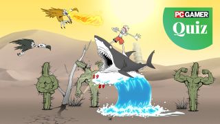 Daryl riding a shark in Super Daryl Deluxe.