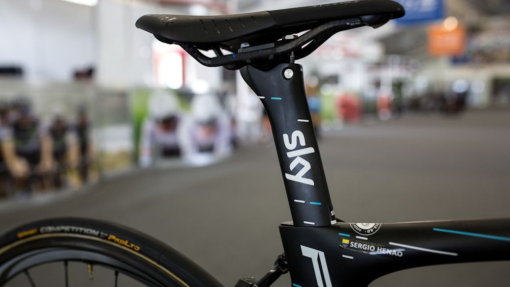 The Dogma F10 seatpost features the team's new design for 2017