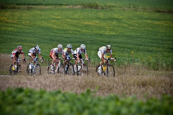 Michael Barry (Columbia-HTC) gets up to the break and takes a pull.