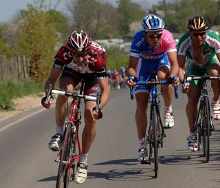 Jens Voigt leading the escape group in the 2007 Amstel Gold Race