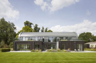 Zinc roof on a contemporary barn style home