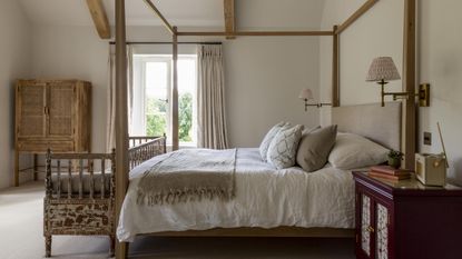 cream bedroom designed by Lauren Gilberthorpe Interiors