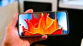 Samsung Galaxy S24 FE playing 4K HDR video.