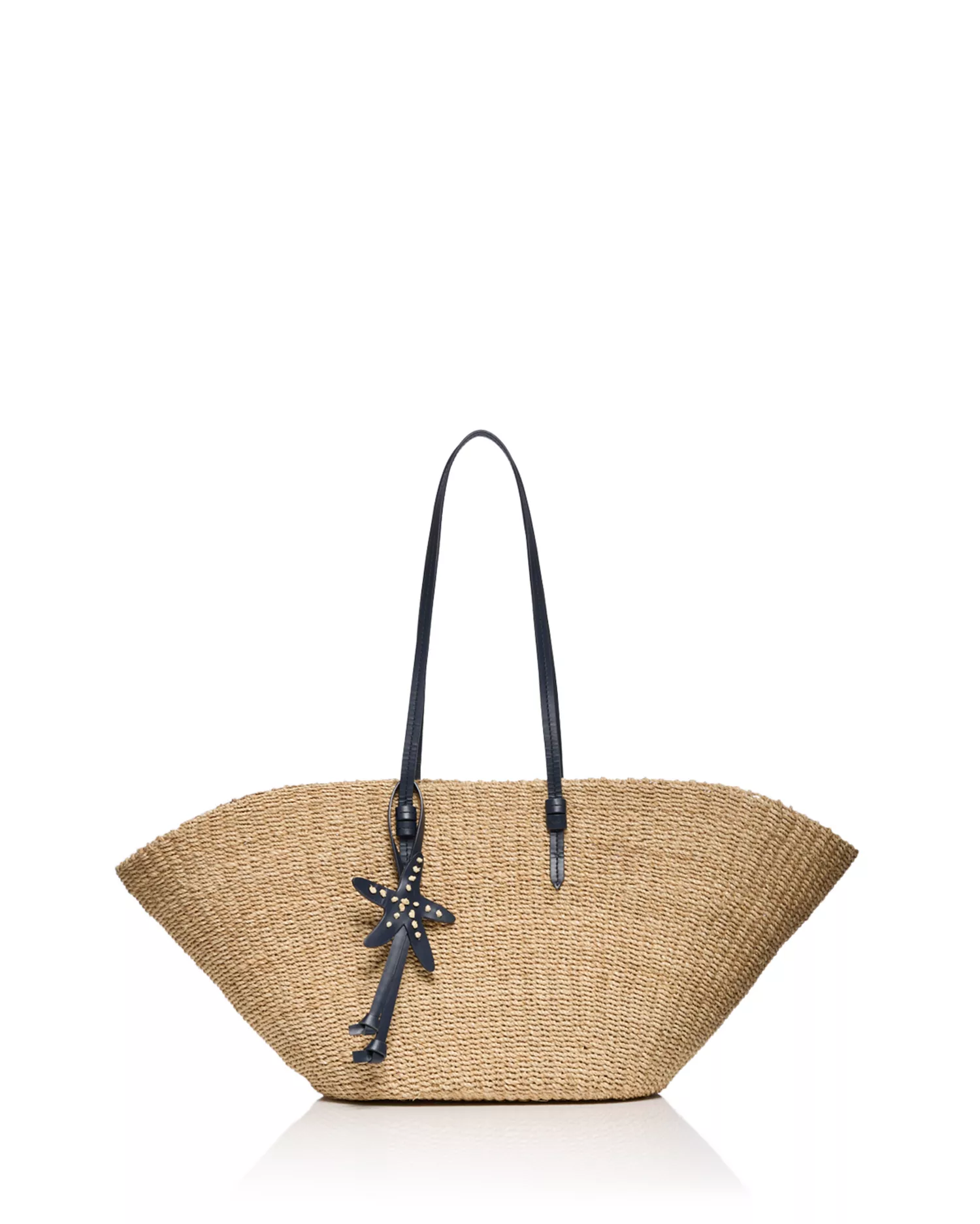 East West Large Straw Beach Tote Bag
