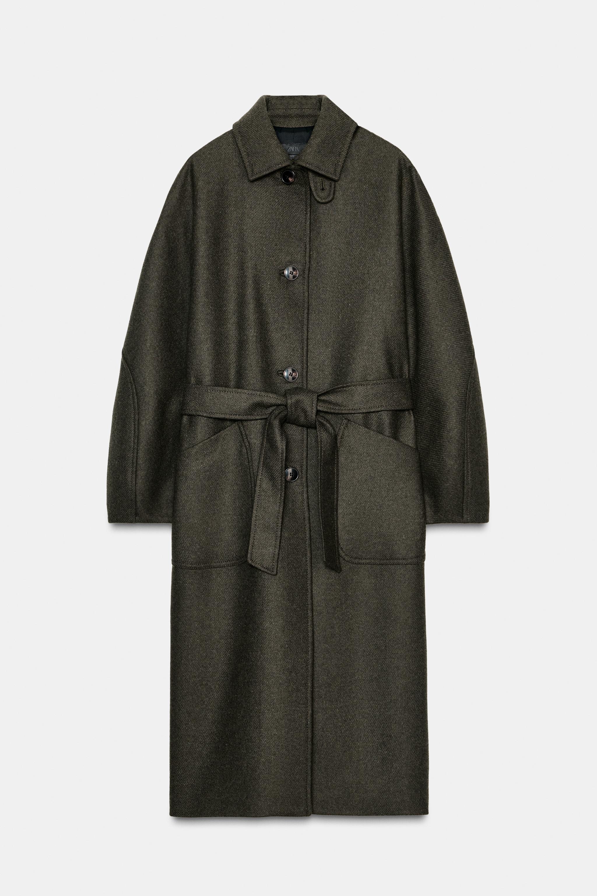 Wool Coat With Puff Sleeves and Contrast Collar