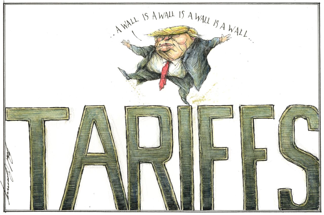 Political Cartoon U.S. Trump tariffs