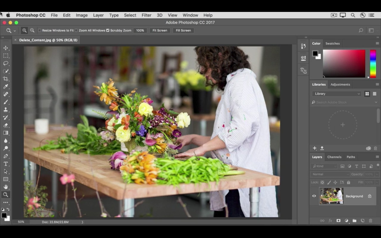 Photoshop tutorials: Woman preparing plants on table