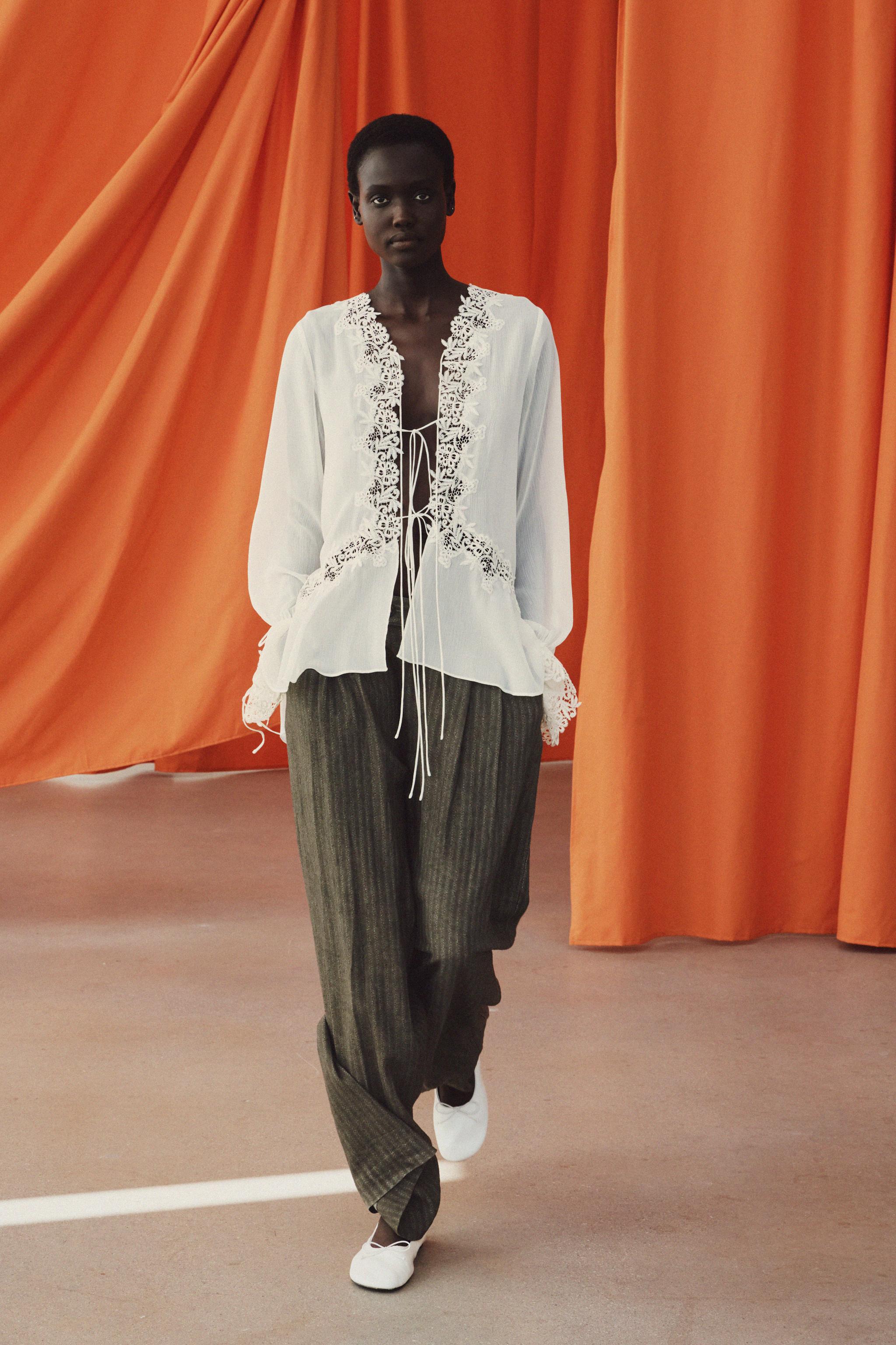 Zw Collection Lace Combined Blouse