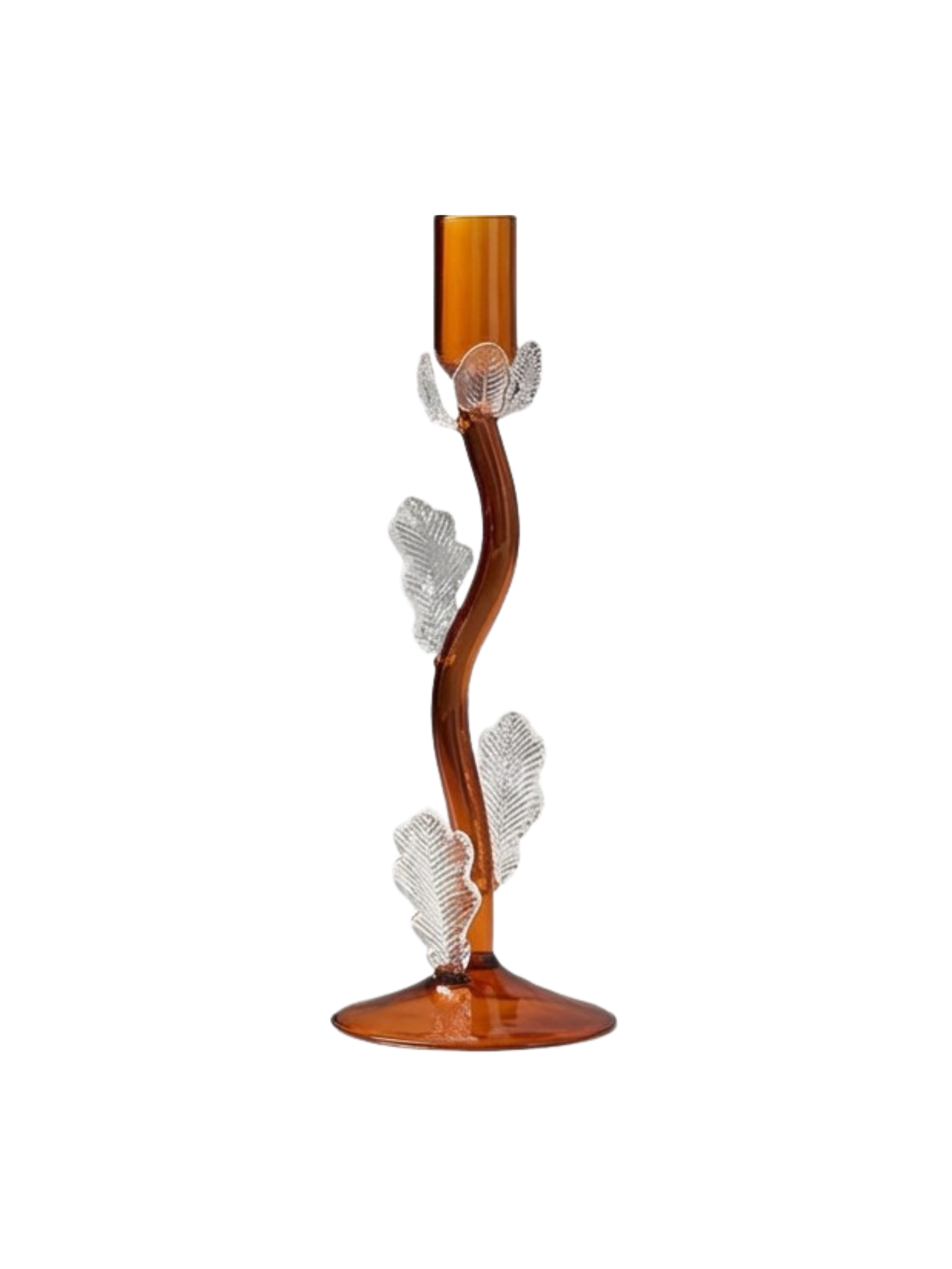 Amber Clear Floral Candle Holder