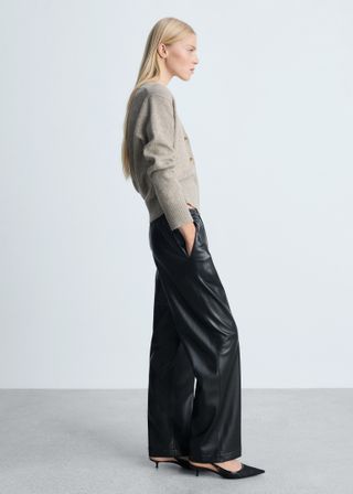 Leather-Effect Elastic Waist Trousers - Women | Mango United Kingdom