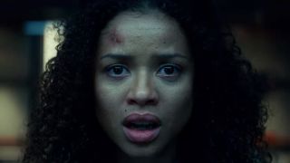 Gugu Mbatha-Raw delivers an urgent message in The Cloverfield Paradox.