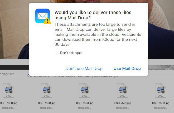 You can only attach files up to 20MB, but you can save larger documents or images to your iCloud storage and send a link to the file instead of an attachment.