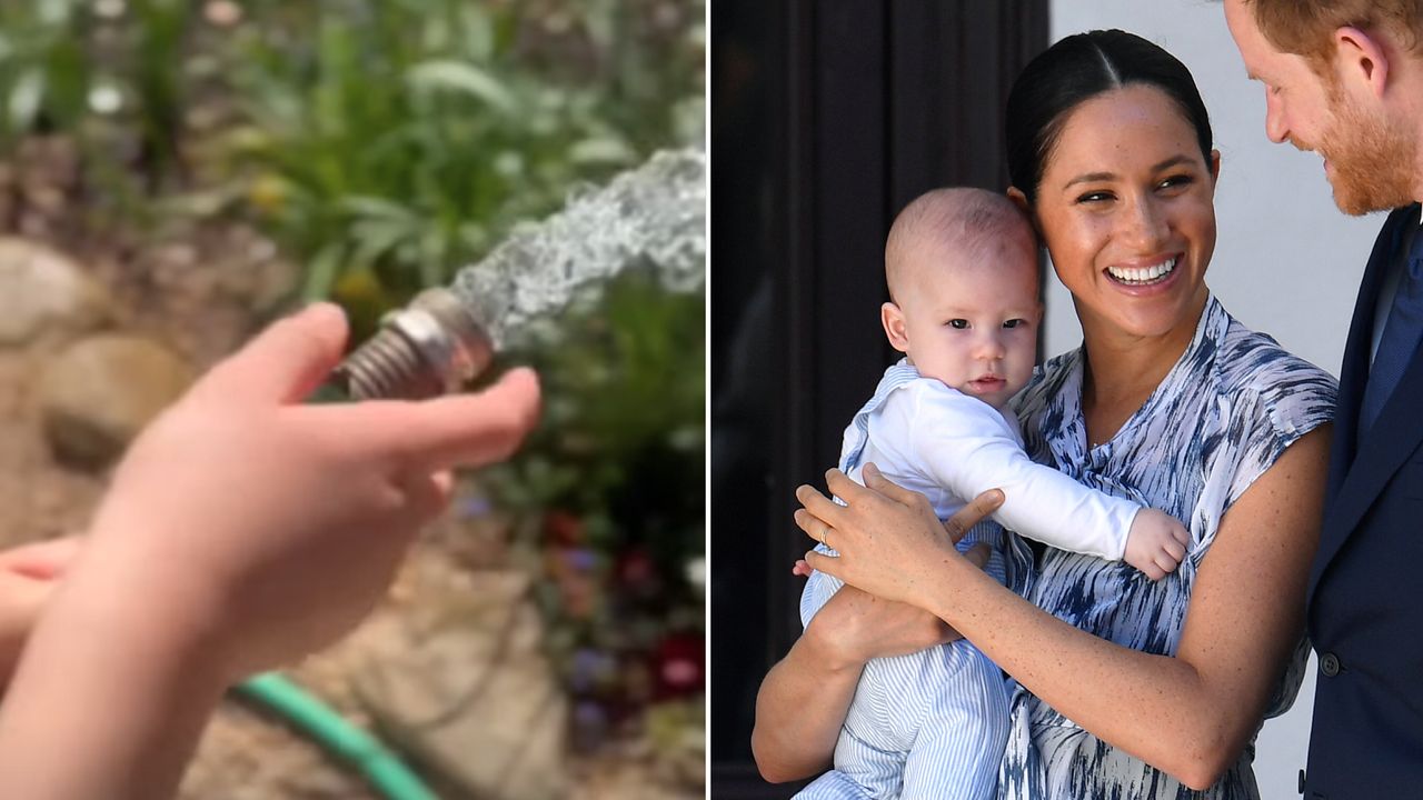 Prince Archie appears in Meghan Markle&#039;s latest Instagram Story where he&#039;s shown helping to water the garden, and baby Archie is held by Meghan Markle as Prince Harry smiles