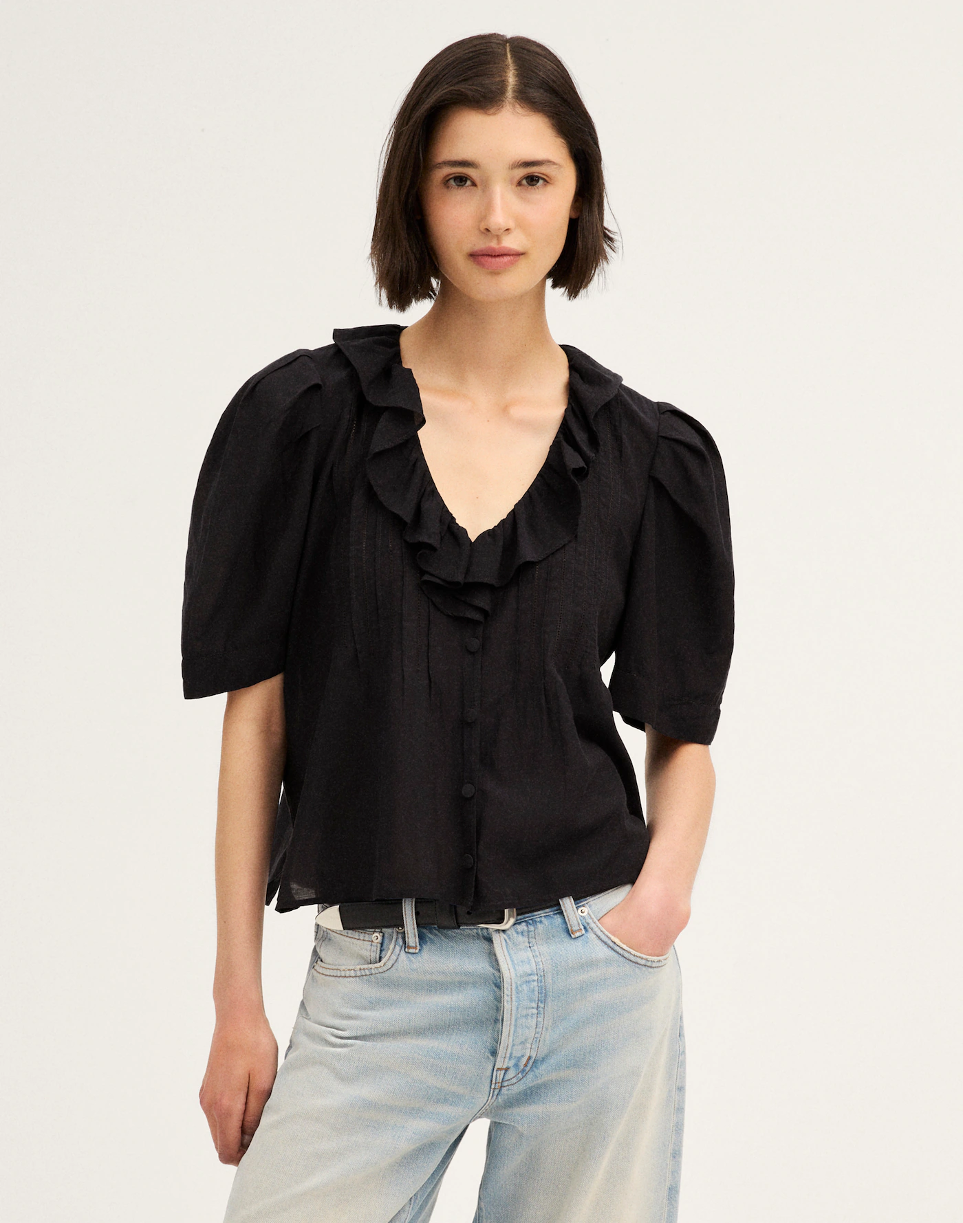 Ruffled Pintuck Top