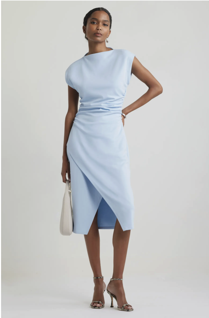 Nordstrom, Ruched Funnel Neck Midi Dress