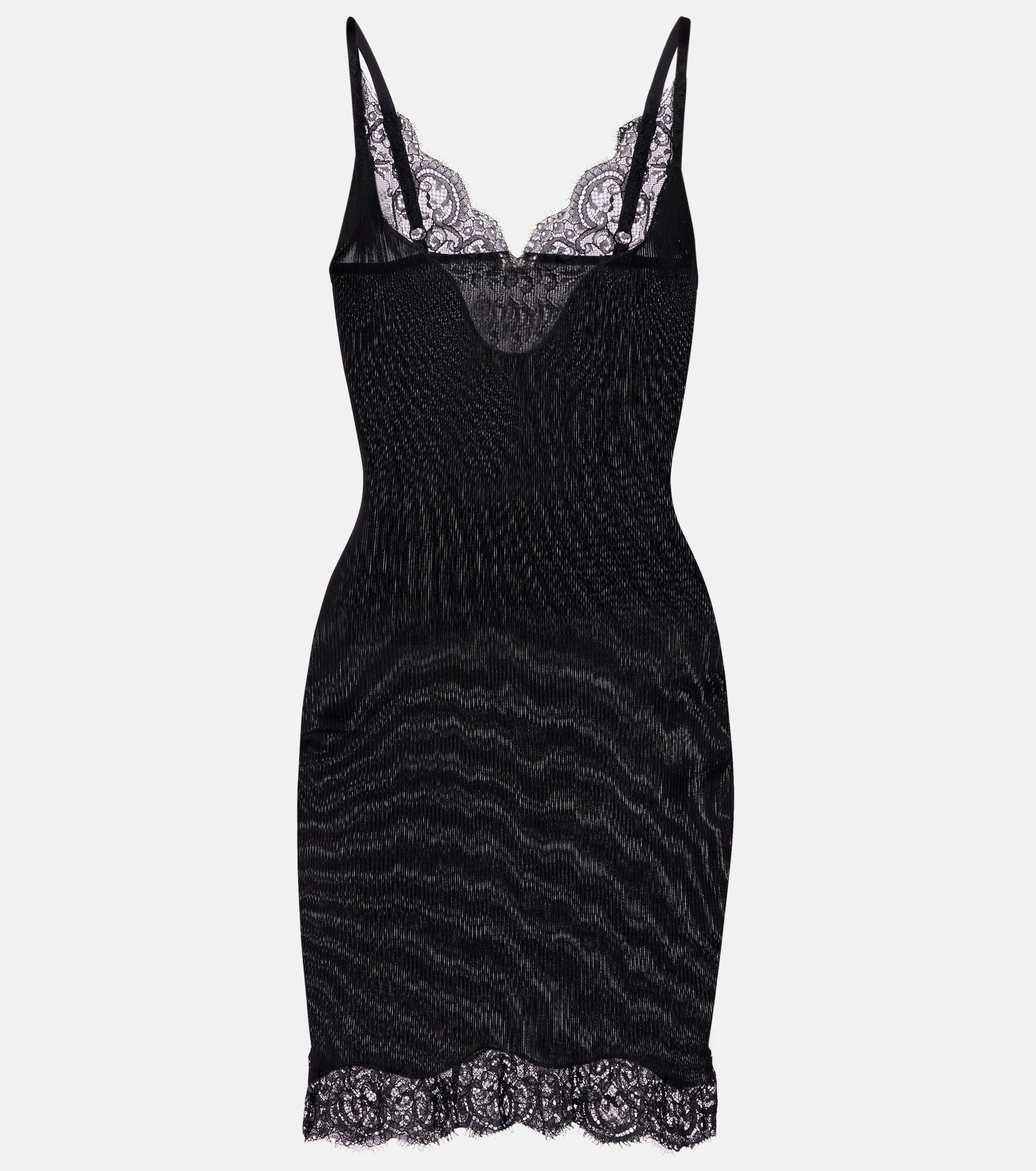 saint laurent Lace-trimmed silk jersey slip dress