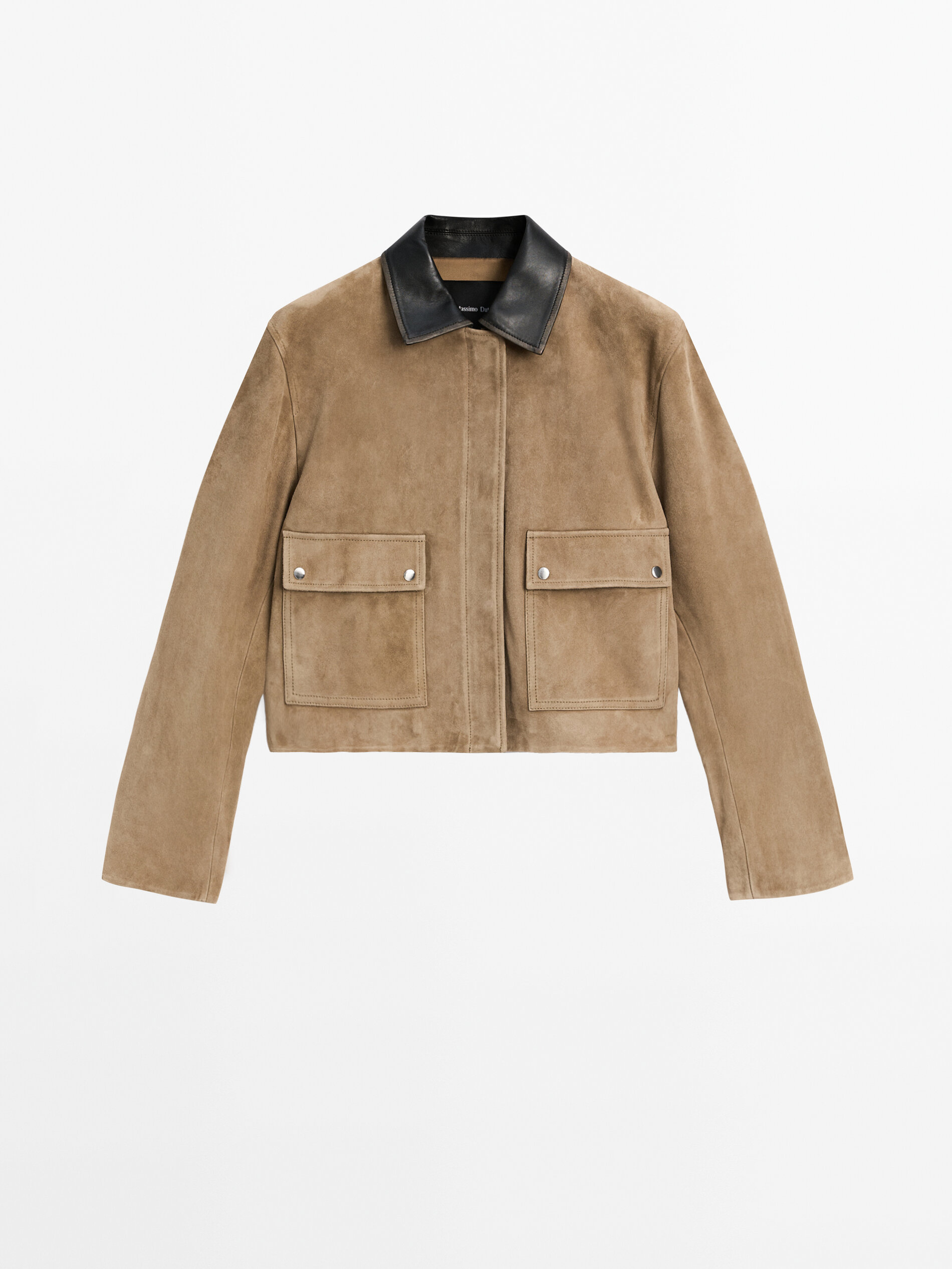 Contrast Suede Leather Jacket