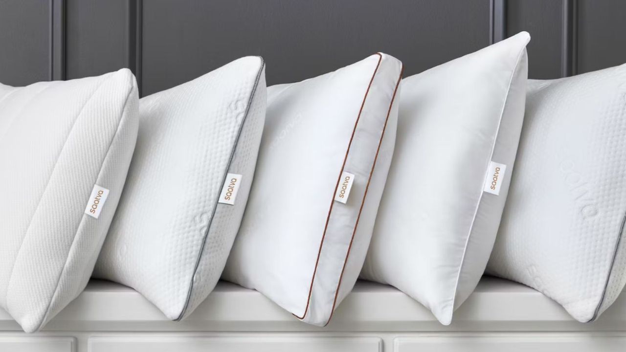 Saatva pillows lined up
