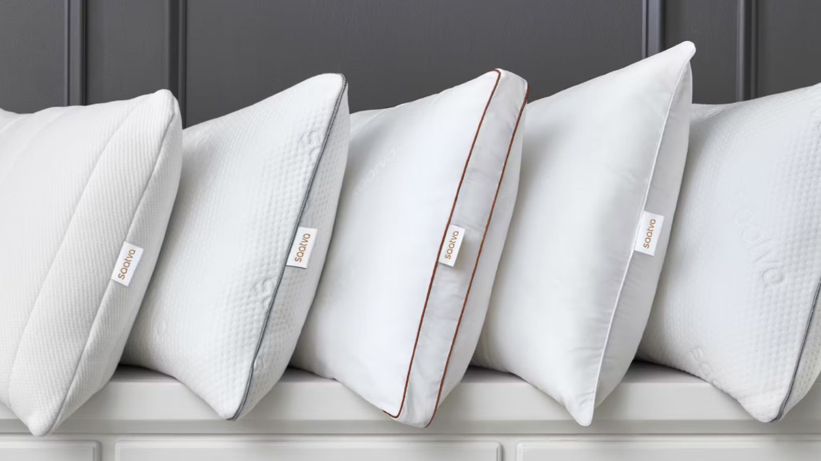 Saatva pillows lined up