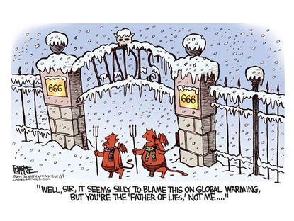 Editorial cartoon polar vortex climate change