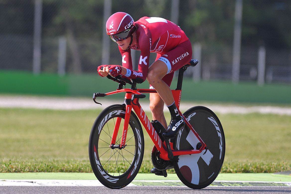 Ilnur Zakarin in the time trial finale of the Giro d'Italia