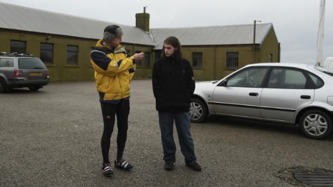 Graeme Obree awaits a chance to put the Beastie through its paces at Machrihanish airport