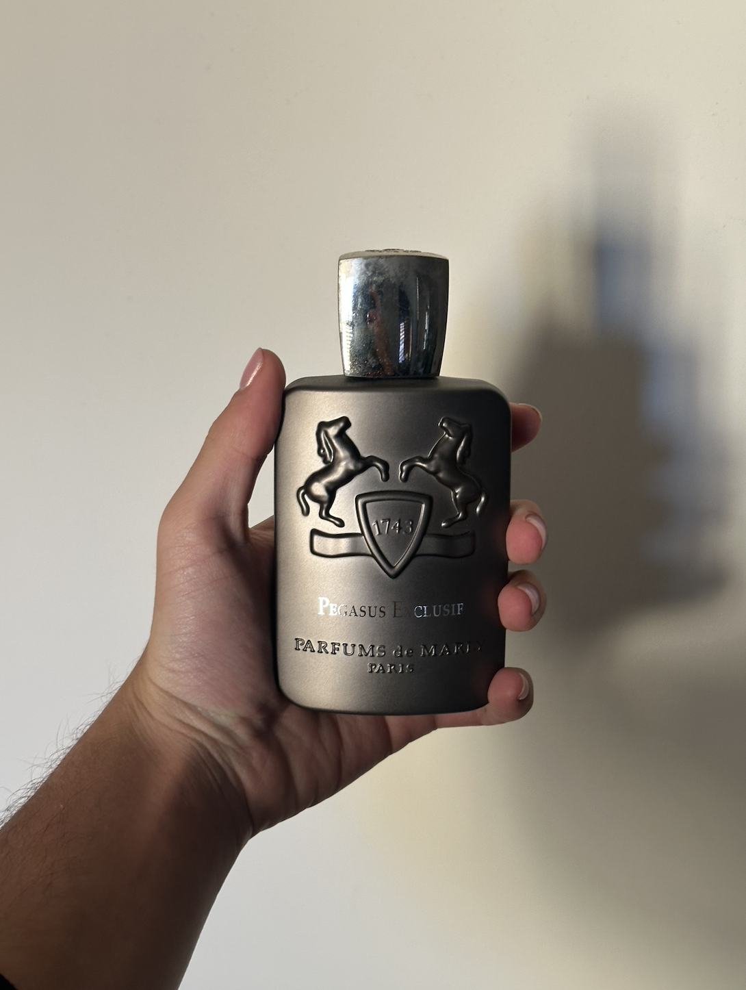 David Evan Ruff holding Parfums de Marly Pegasus Exclusif