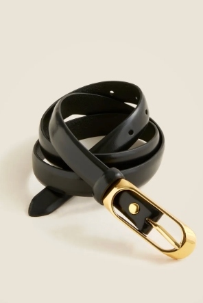 J.Crew, Skinny Oval-Buckle Leather Belt