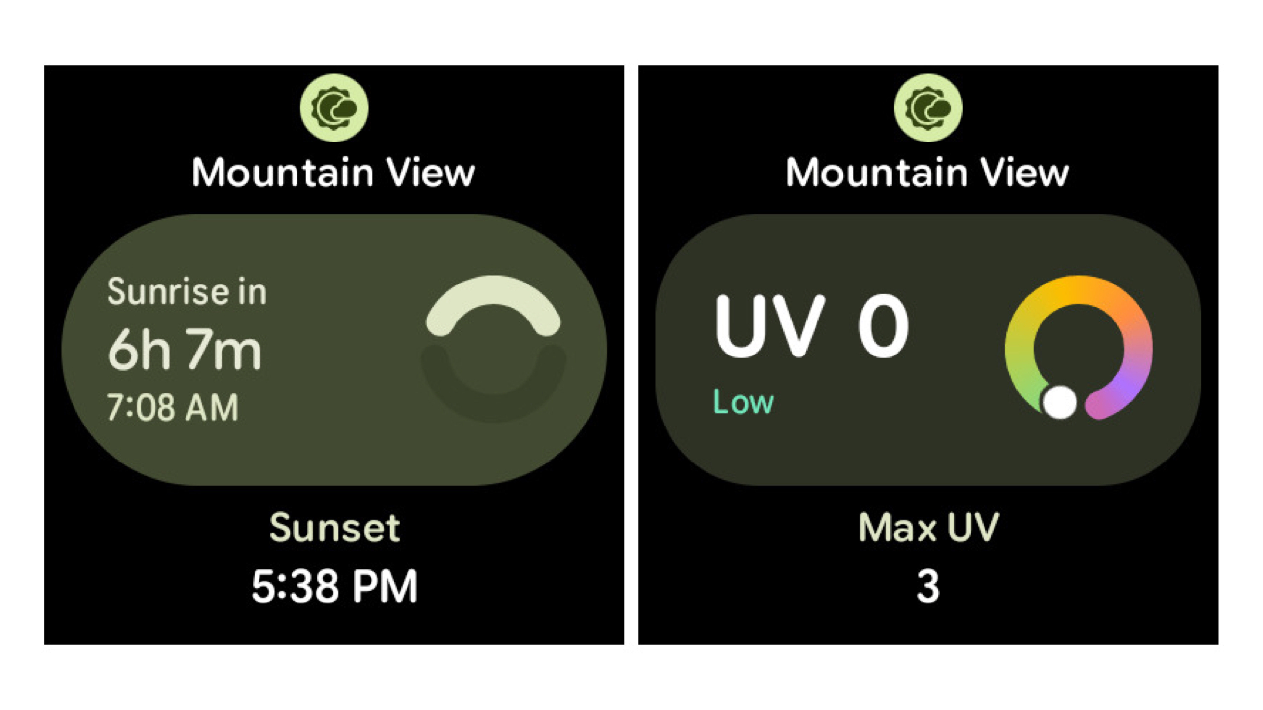 Pixel Weather app on Pixel Watch