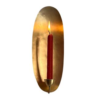 Oval Brass Gold Leaf Candle Holder Wall Light