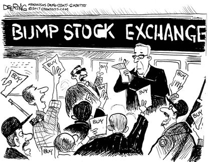 Political cartoon U.S. bump stock sales gun control