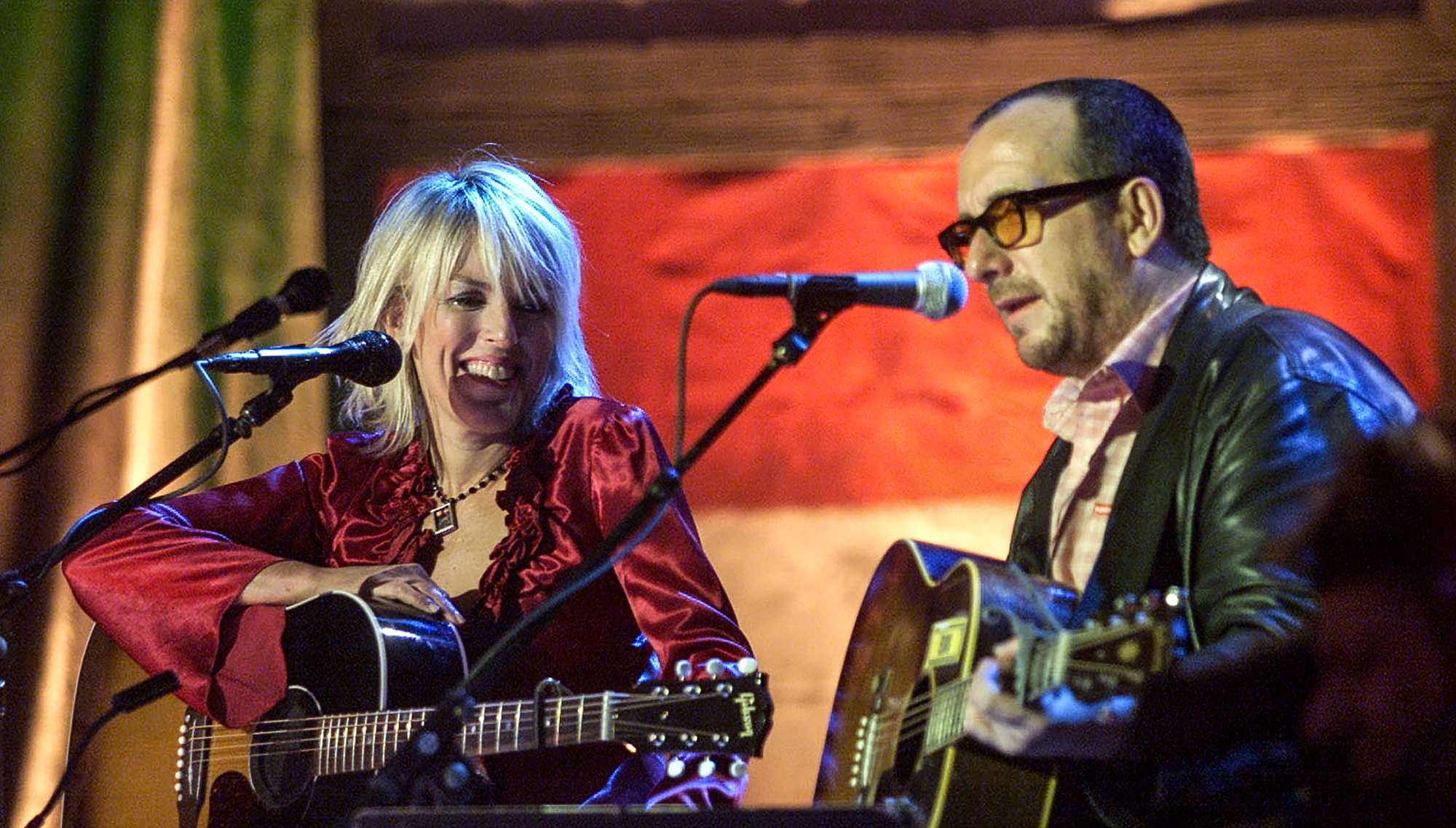 Lucinda Williams and Elvis Costello for CMT Crossroads show taping in New York City on November 5, 2001. The debut episode of CMT CROSSROADS will air on Sunday, Jan. 13 at 8:00 -9:00 PM, ET/PT. CMT Crossroads will team-up country music stars with music stars from other genres - pop, rock, R&amp;amp;B - to play together, swap stories, and share their common love of music.