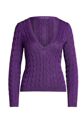 Ralph Lauren Collection High Shine Silk Cable-Knit Sweater