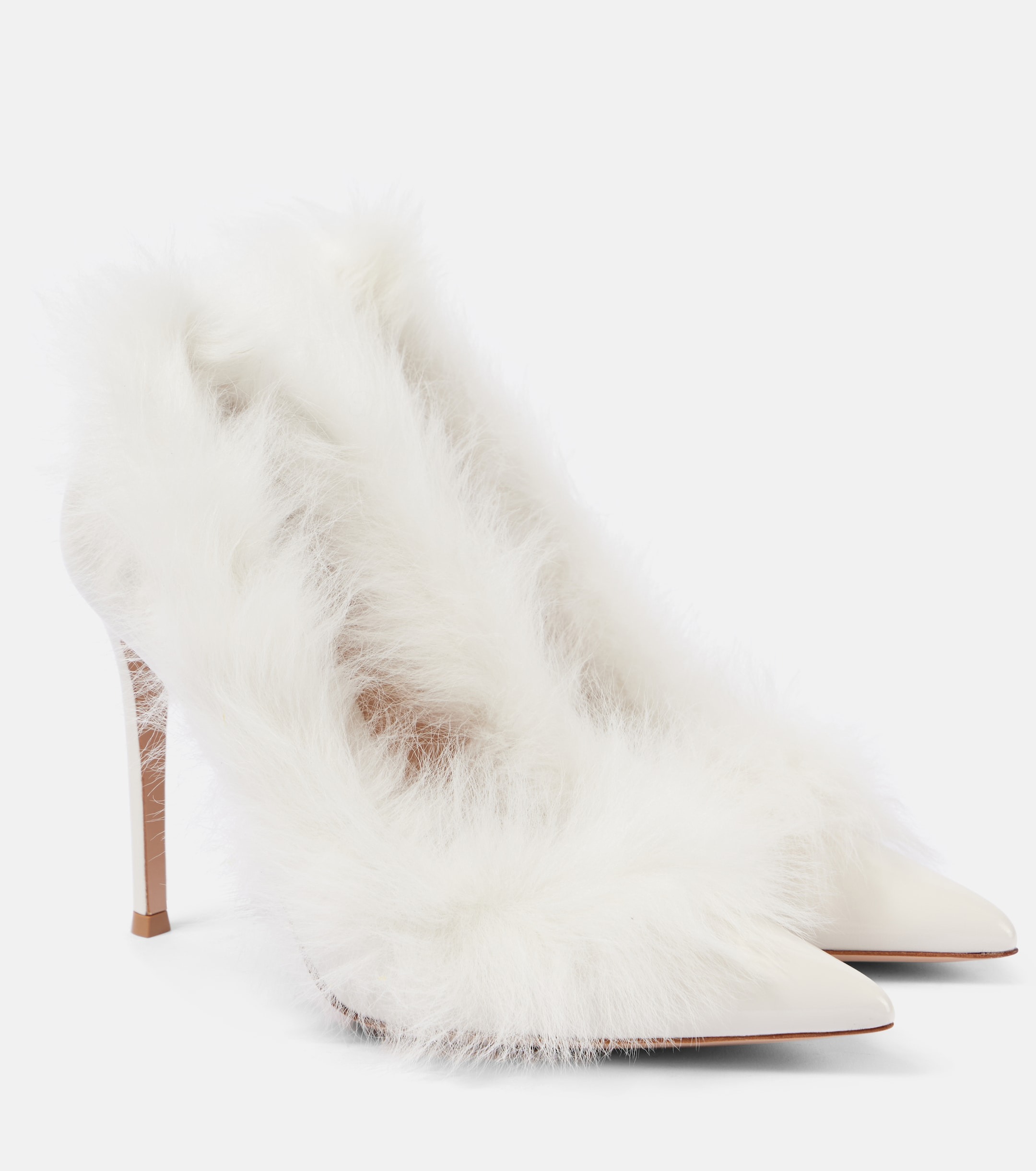 Gianvito Rossi, Jenny Shearling-Trimmed Patent Leather Pumps