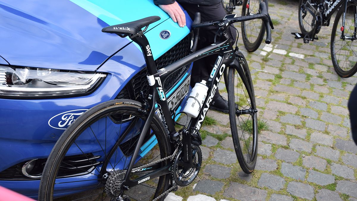 Team Sky's principal Dave Brailsford had his bike at the start and was seen in full kit to enjoy a ride after the riders set off