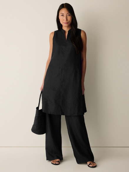 Eileen Fisher, Organic Linen Split Neck Dress