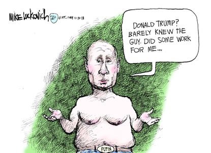 Political cartoon U.S. Vladimir Putin Trump collusion denial