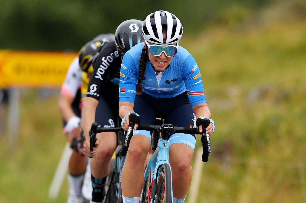 Shirin Van Anrooij of Trek-Segafredo went on the attack at the Postnord V&aring;rg&aring;rda WestSweden