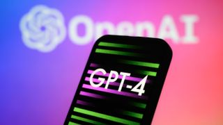 GPT-4 on a smartphone in front of the Open AI logo