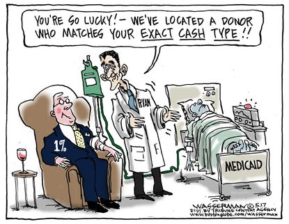 Political Cartoon U.S. Paul Ryan AHCA Medicaid