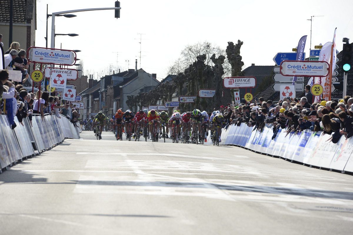 The sprint for the line with McLay hitting the front at the right time
